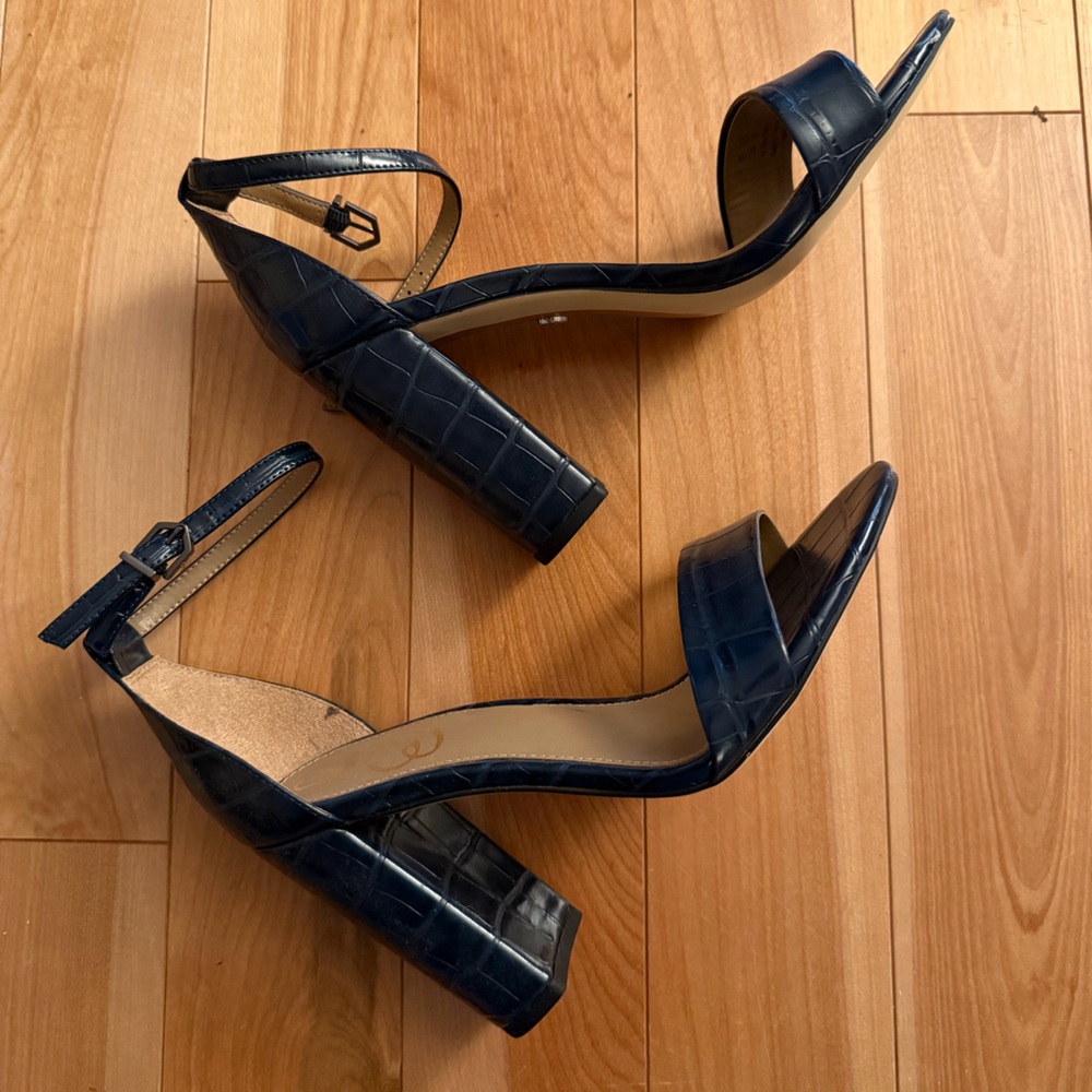 Sam Edelman Navy Blue Yaro Block Heel Sandals